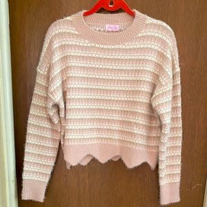 Light pink, white and gold sweater